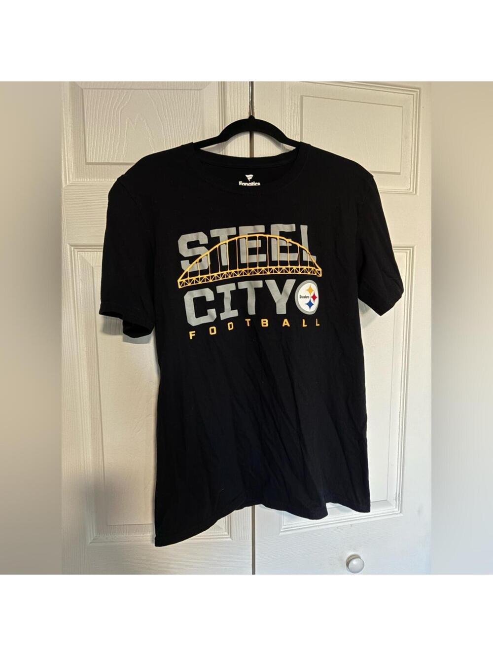 Fanatics Black Steel City Football T-Shirt - Pittsburgh Steelers